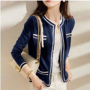 Purplish Blue Long Sleeves Sweet Cardigan